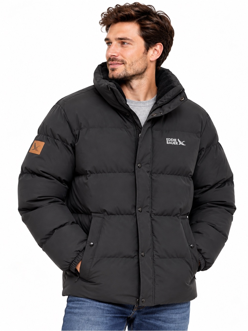 Eddie Bauer Men's Black Quilted Puffer Jacket